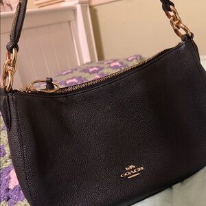 Coach Black Pebbled Leather Shoulder Bag